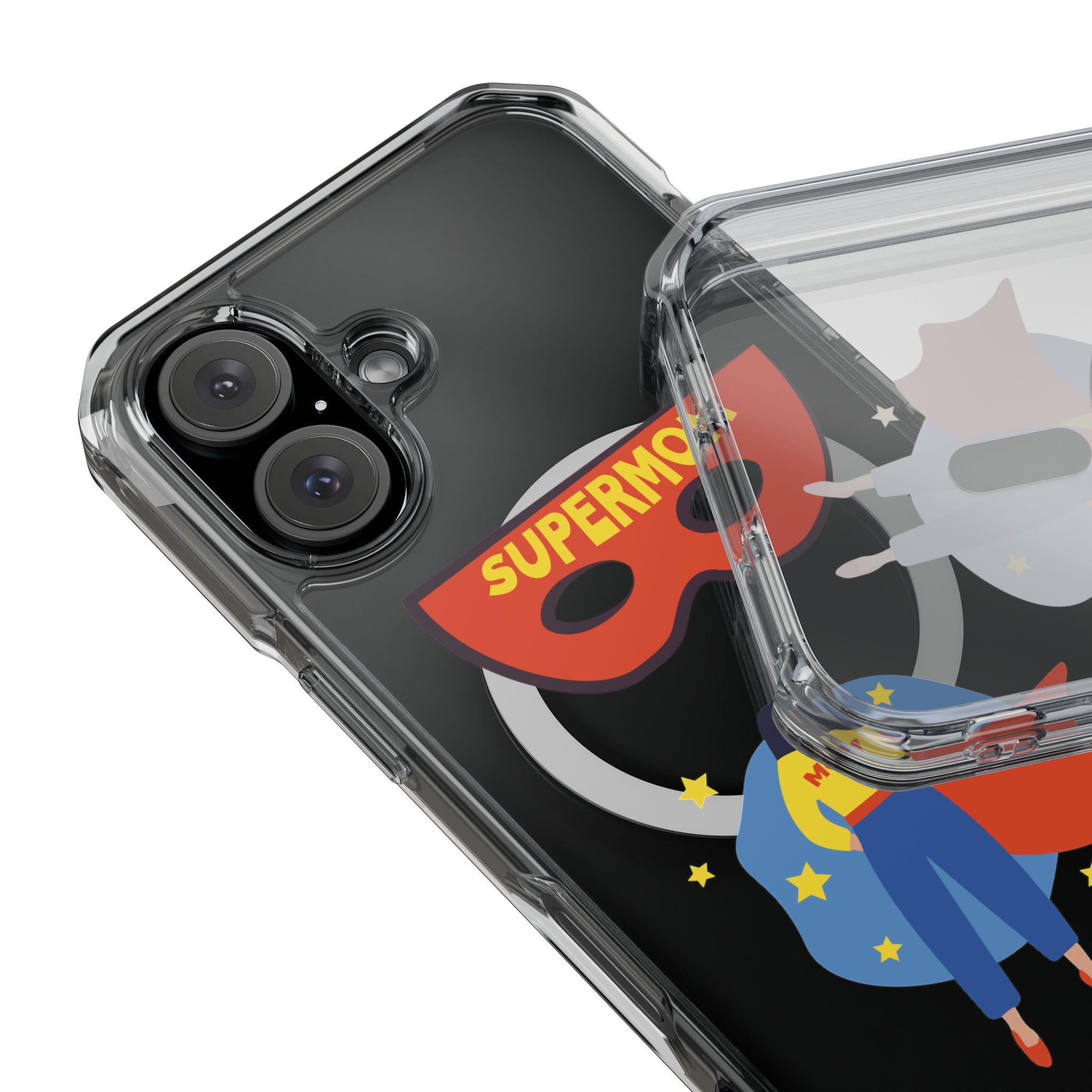 Supermom Magnetic Clear Phone Case — Clear Impact Case with Superhero Mom Design