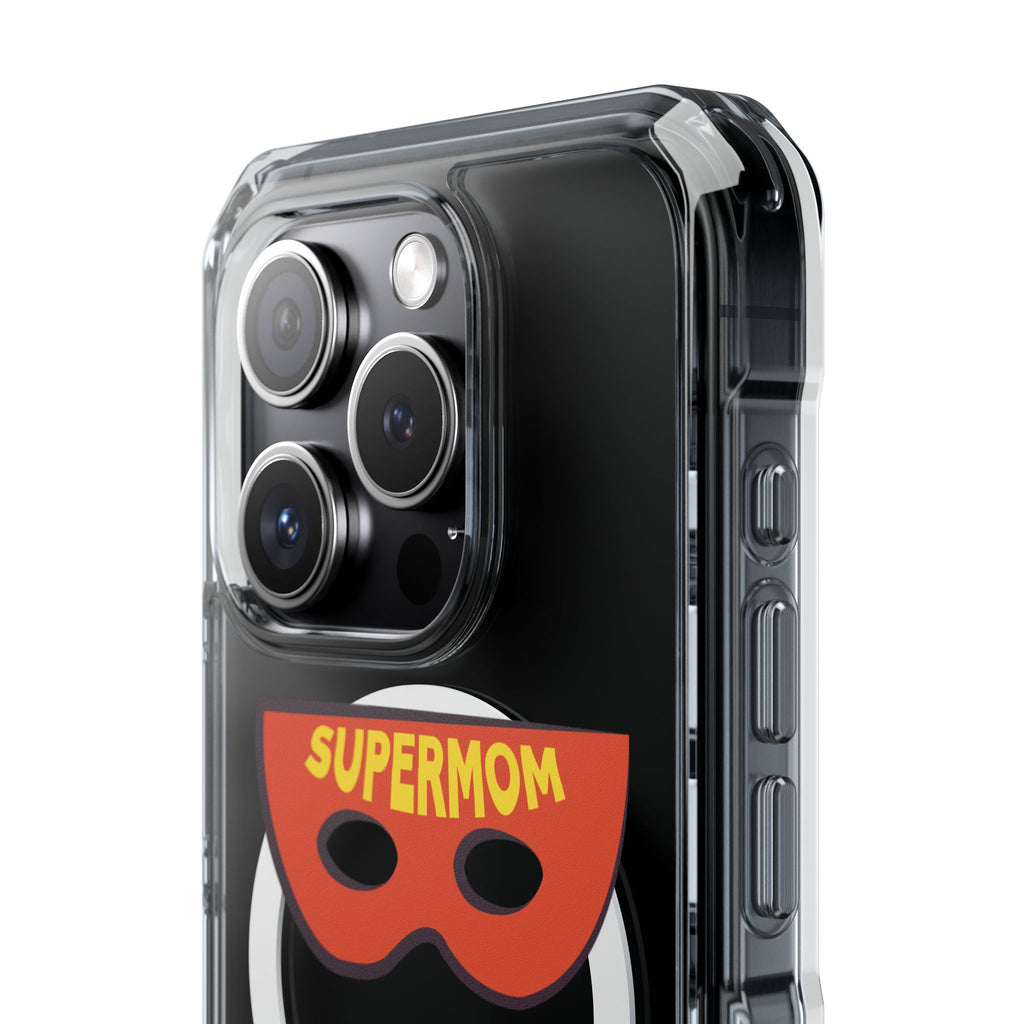 Supermom Magnetic Clear Phone Case — Clear Impact Case with Superhero Mom Design
