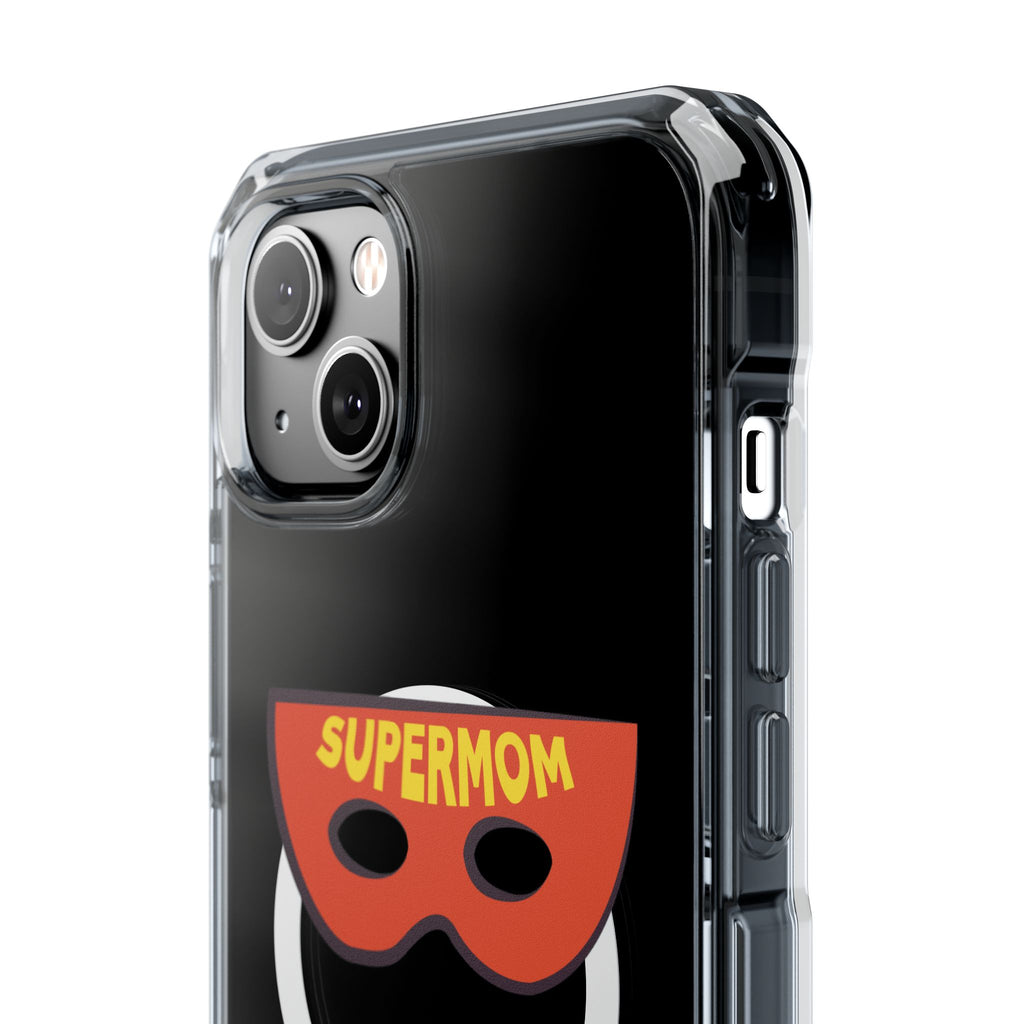 Supermom Magnetic Clear Phone Case — Clear Impact Case with Superhero Mom Design