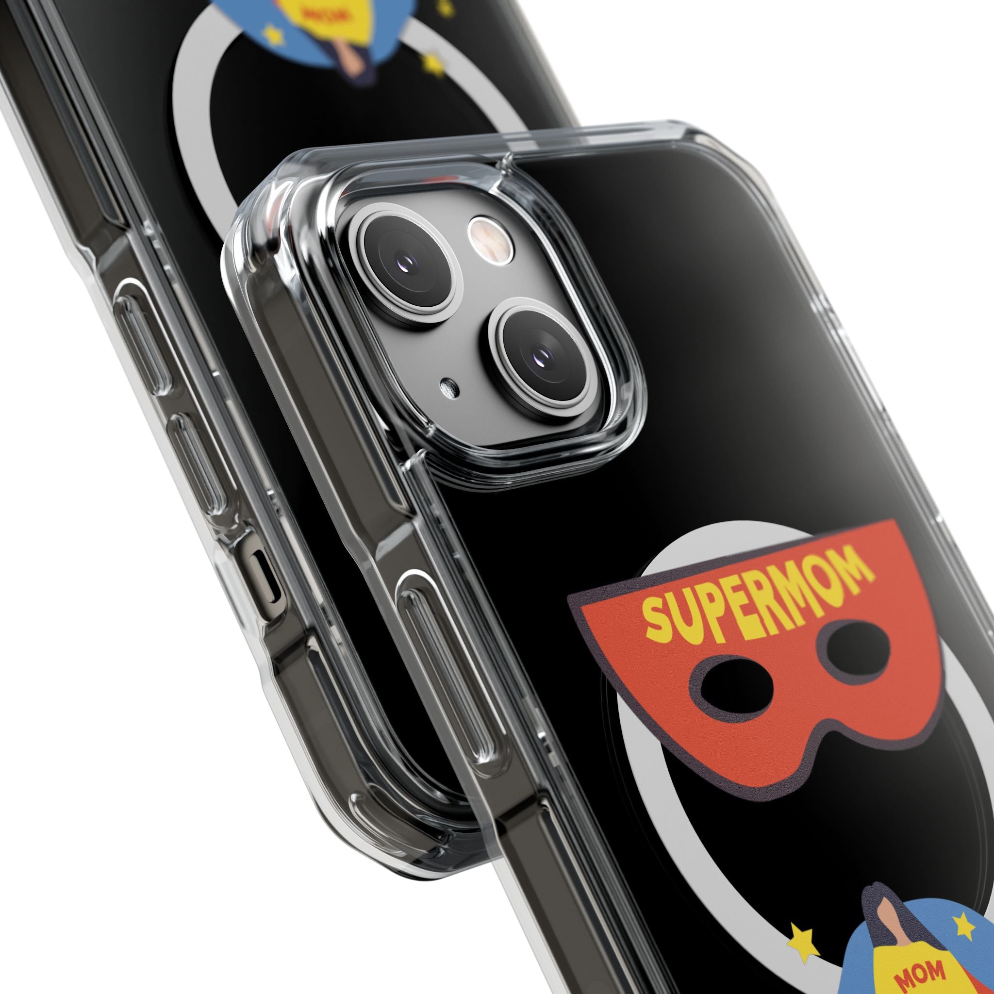 Supermom Magnetic Clear Phone Case — Clear Impact Case with Superhero Mom Design