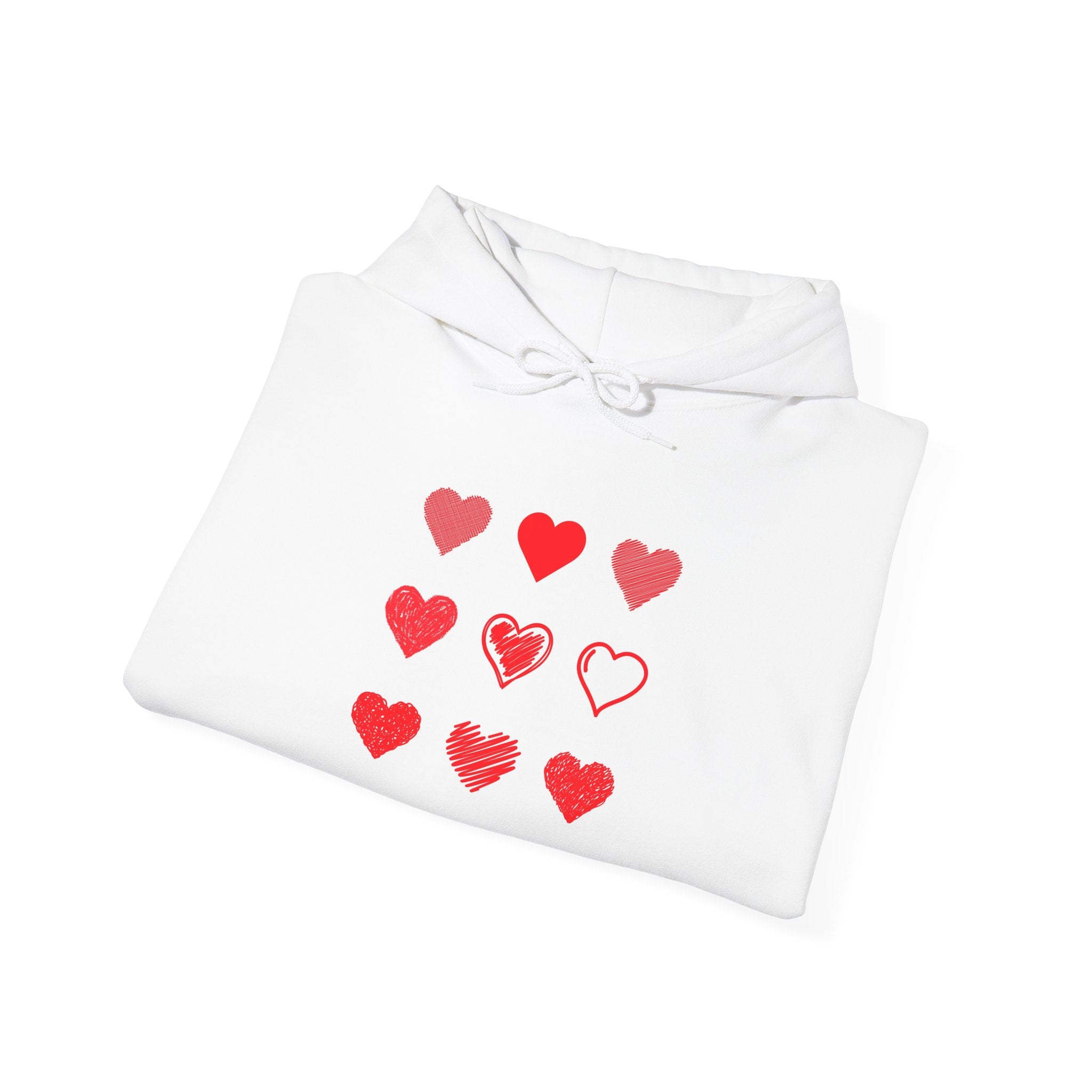 Hearts Grid Hoodie — Minimalist Red Heart Pattern Valentine Sweatshirt