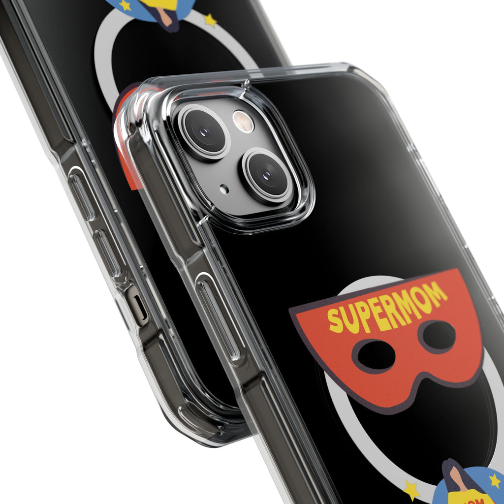 Supermom Magnetic Clear Phone Case — Clear Impact Case with Superhero Mom Design
