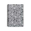 Cat Paw Pattern Spiral Notebook — Cute Grey Pet-Themed Ruled Journal