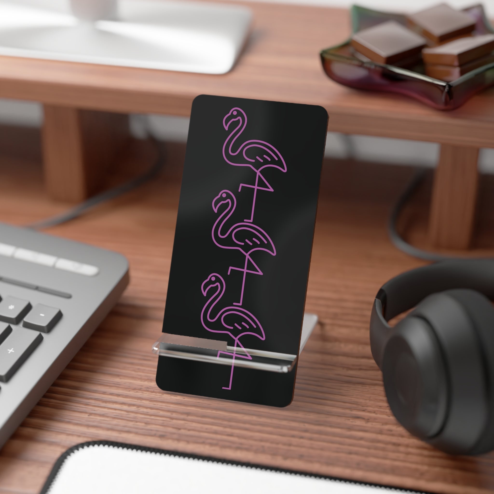 Flamingo Stack Smartphone Stand — Acrylic Mobile Display Stand