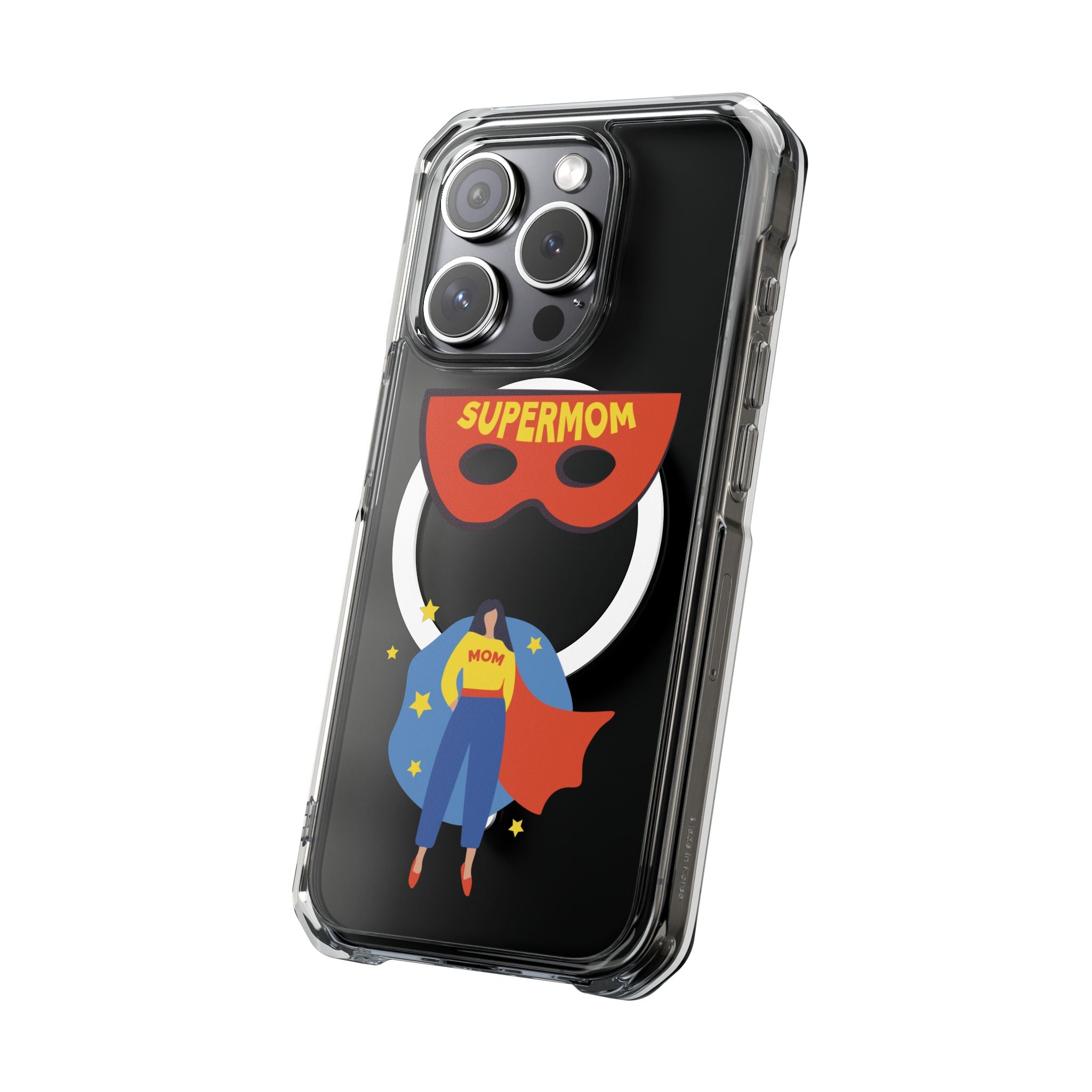 Supermom Magnetic Clear Phone Case — Clear Impact Case with Superhero Mom Design