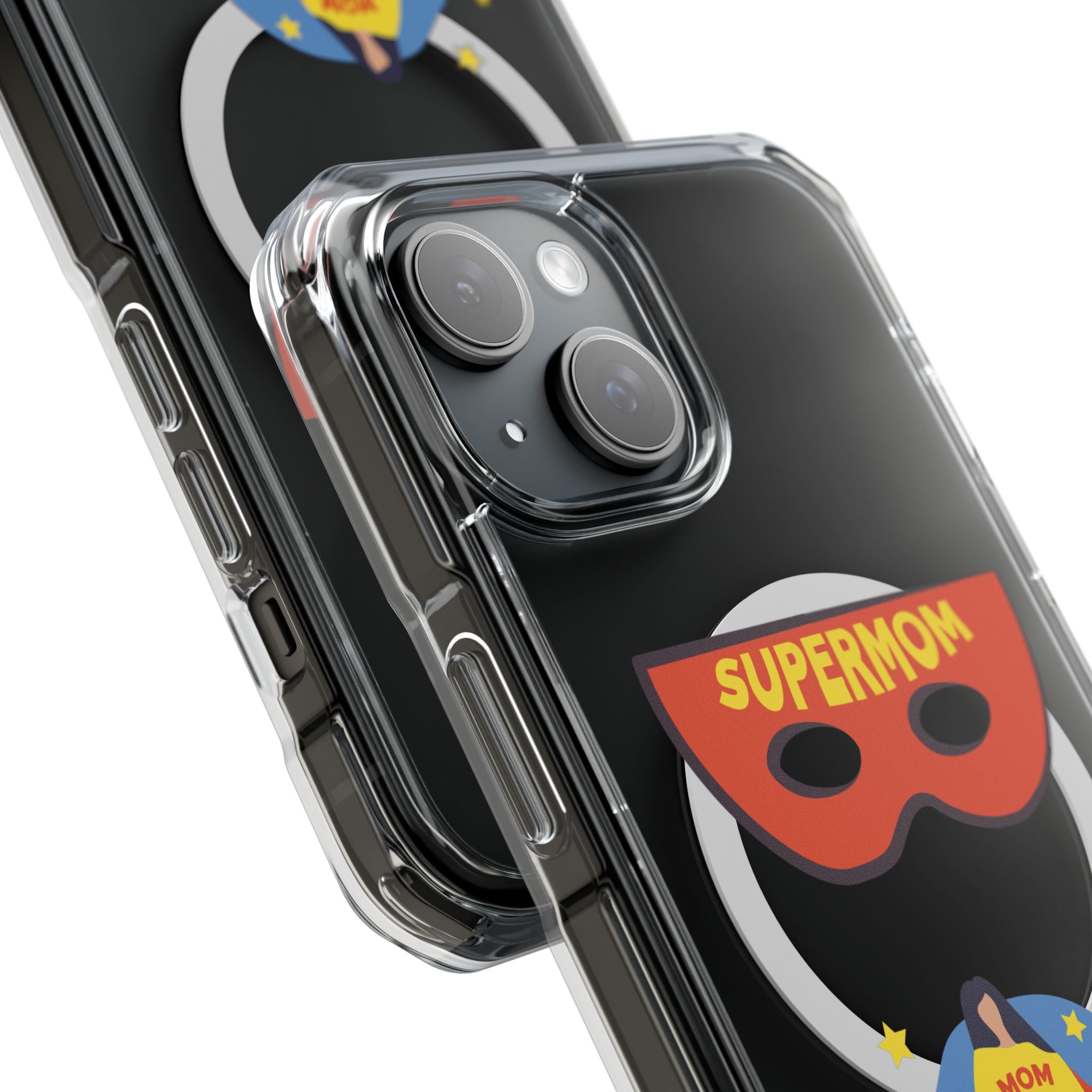 Supermom Magnetic Clear Phone Case — Clear Impact Case with Superhero Mom Design