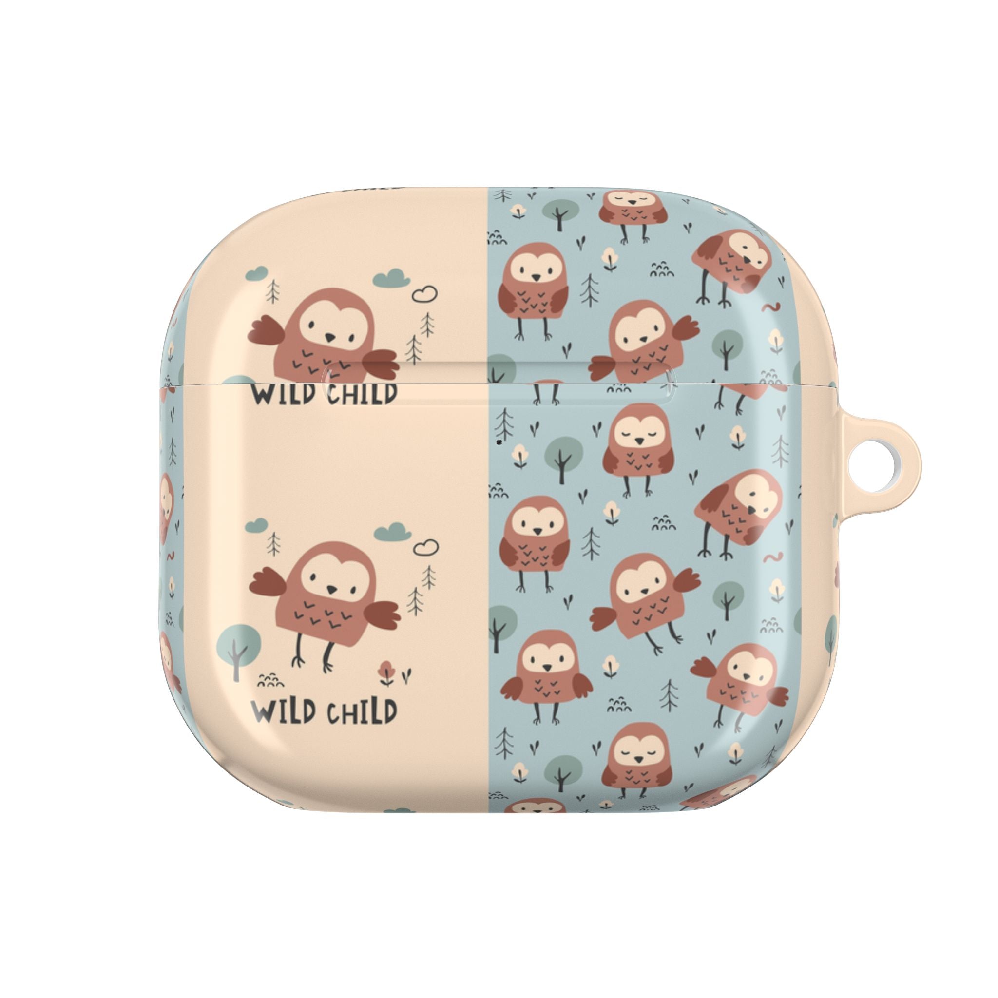 Cute Owl Pattern AirPod Case — "Wild Child" Cartoon Protective Cover