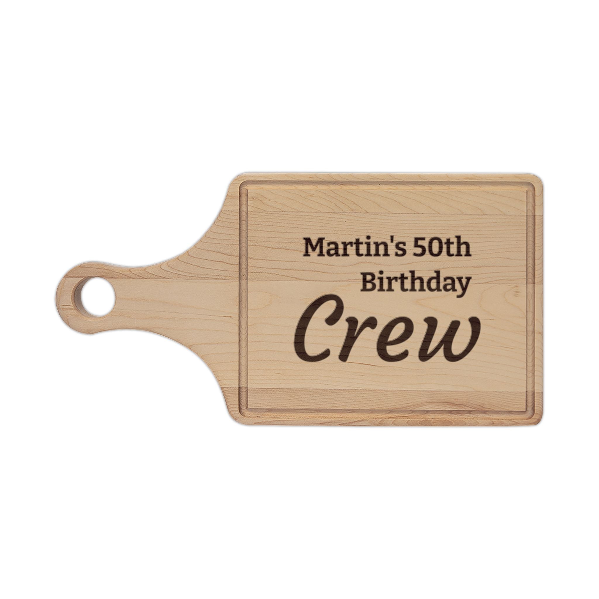 Engraved Cutting Board — "Martin's 50th Birthday Crew"