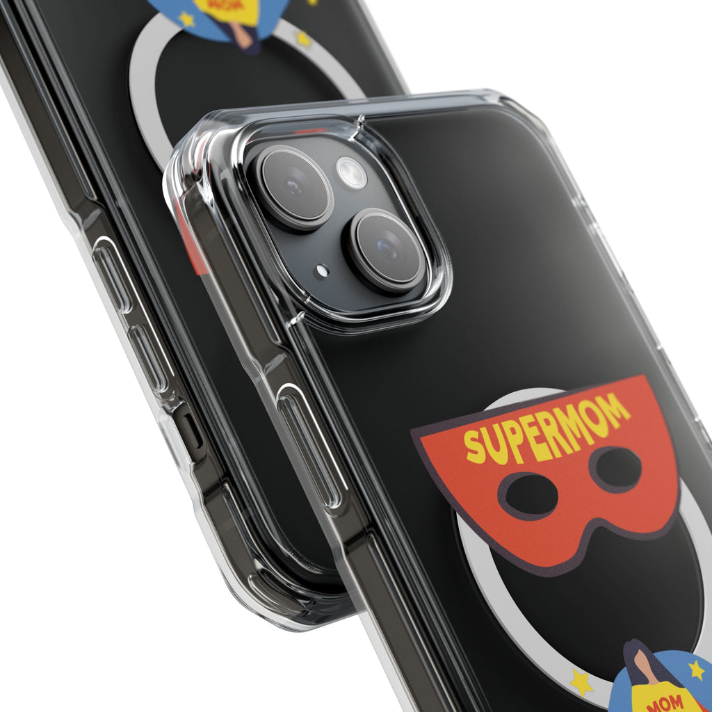 Supermom Magnetic Clear Phone Case — Clear Impact Case with Superhero Mom Design