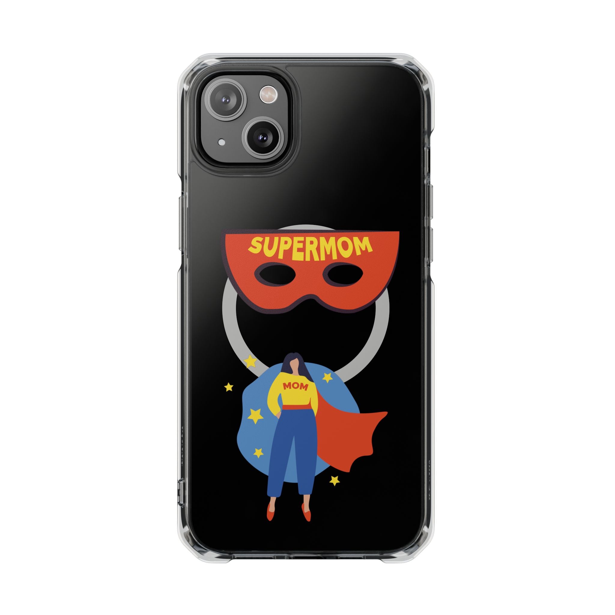 Supermom Magnetic Clear Phone Case — Clear Impact Case with Superhero Mom Design
