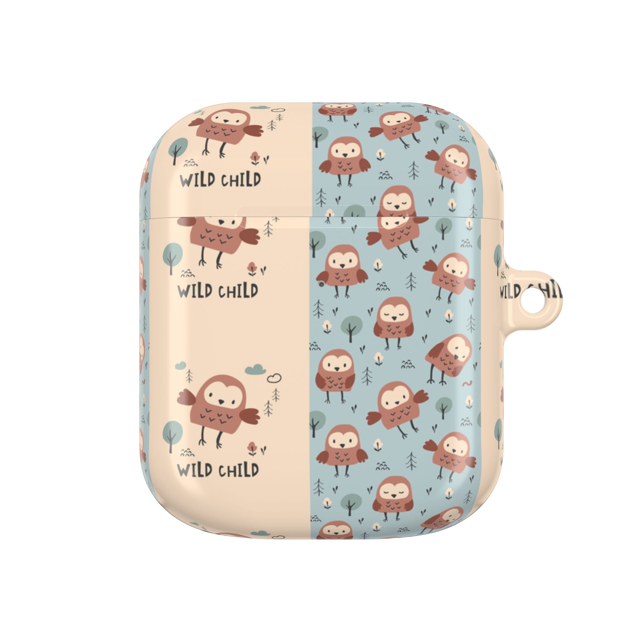 Cute Owl Pattern AirPod Case — "Wild Child" Cartoon Protective Cover