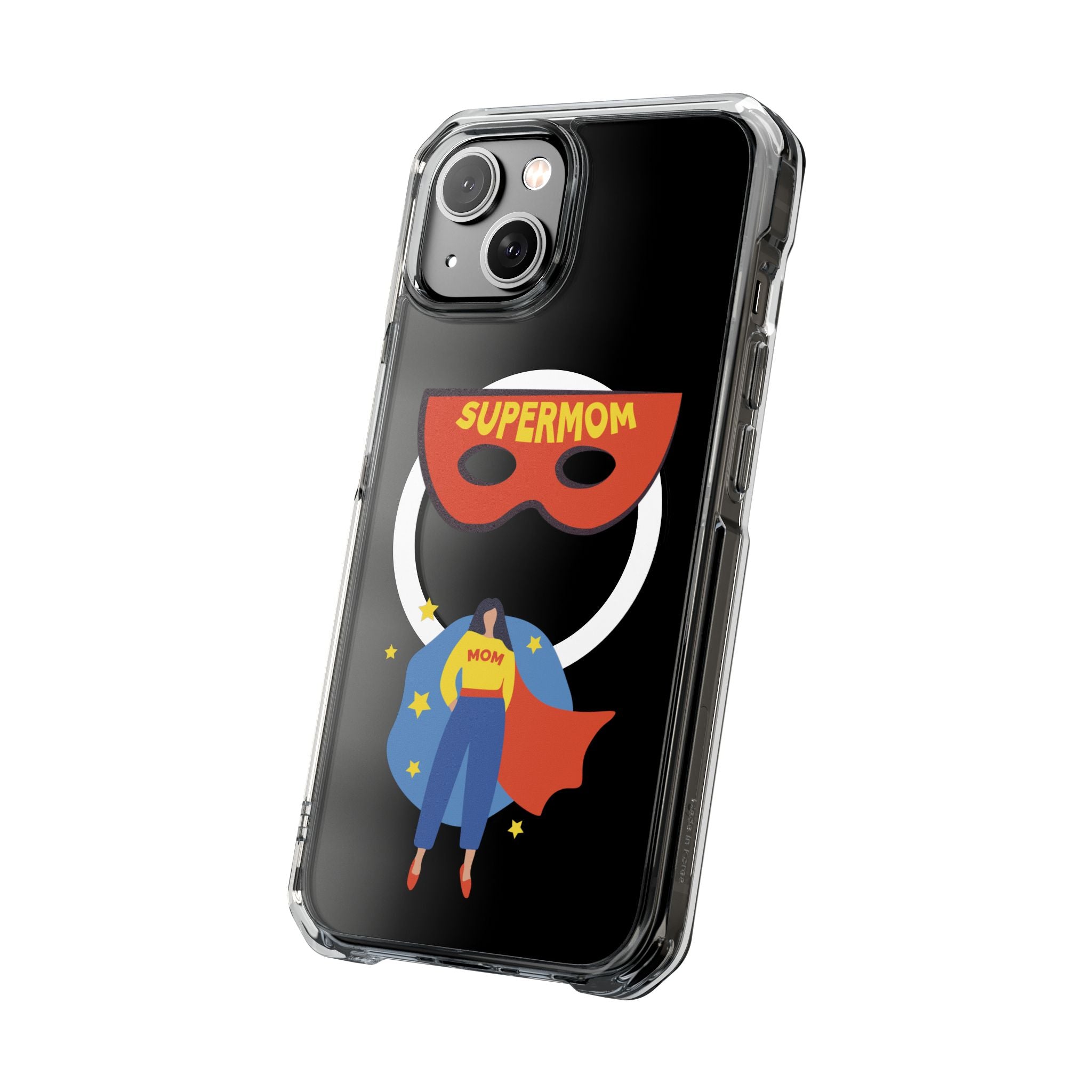 Supermom Magnetic Clear Phone Case — Clear Impact Case with Superhero Mom Design