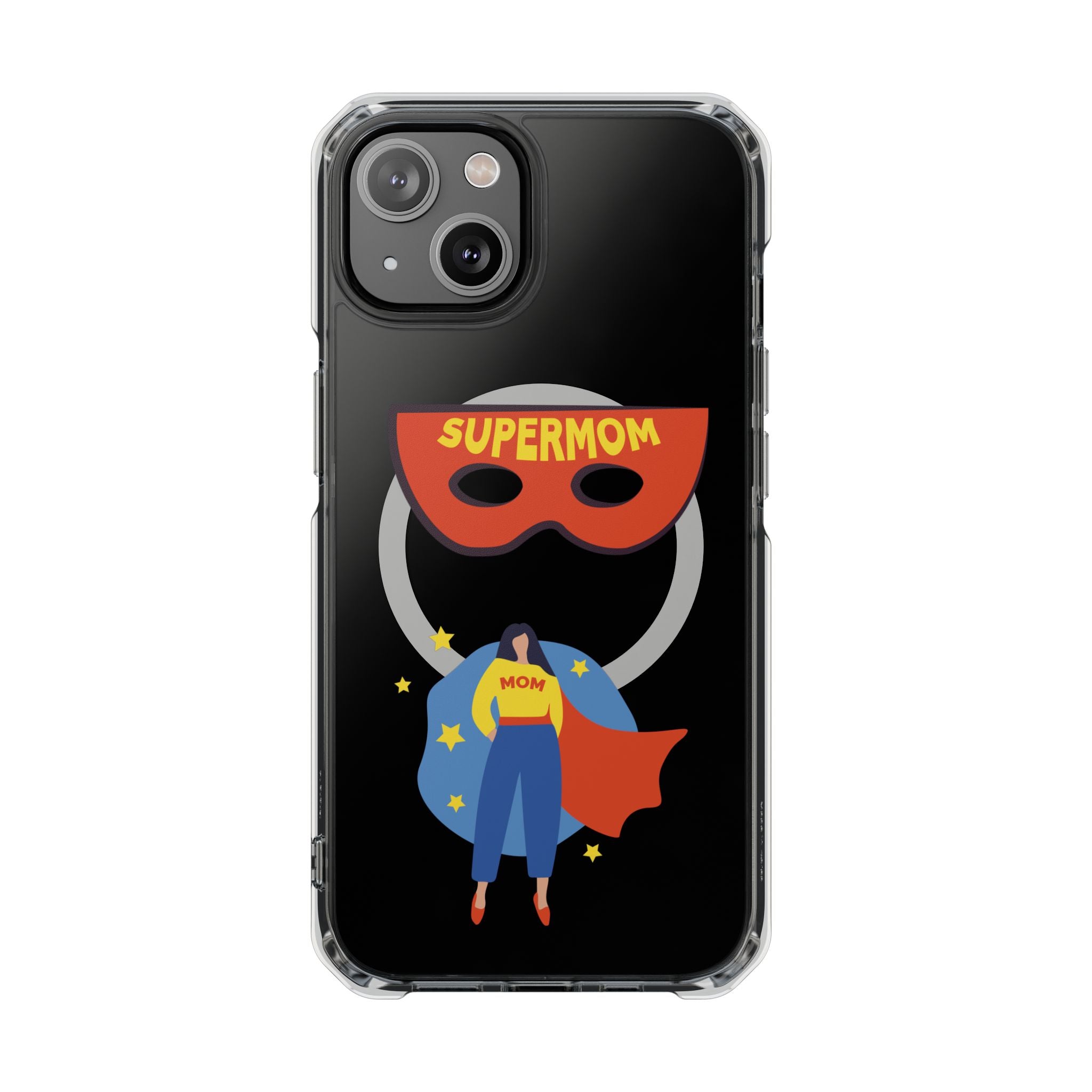 Supermom Magnetic Clear Phone Case — Clear Impact Case with Superhero Mom Design