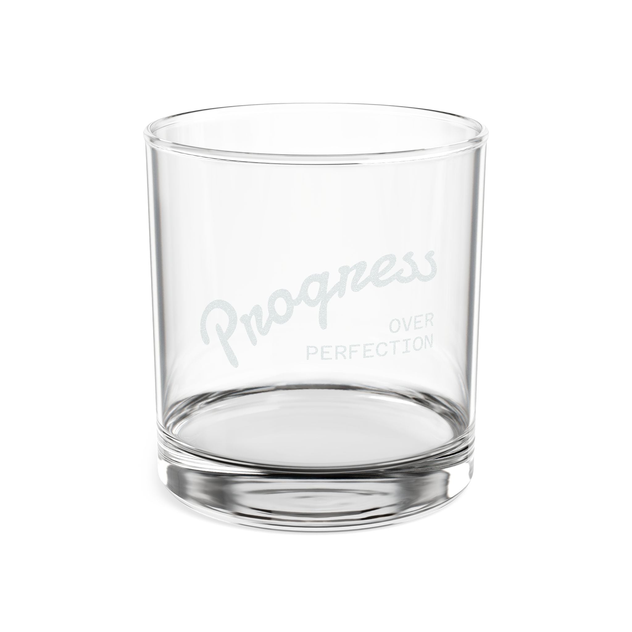 Engraved Whiskey Glass – “Progress Over Perfection” 10.5oz