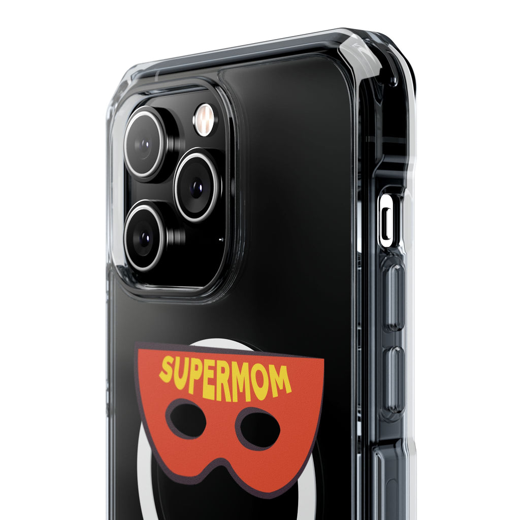 Supermom Magnetic Clear Phone Case — Clear Impact Case with Superhero Mom Design