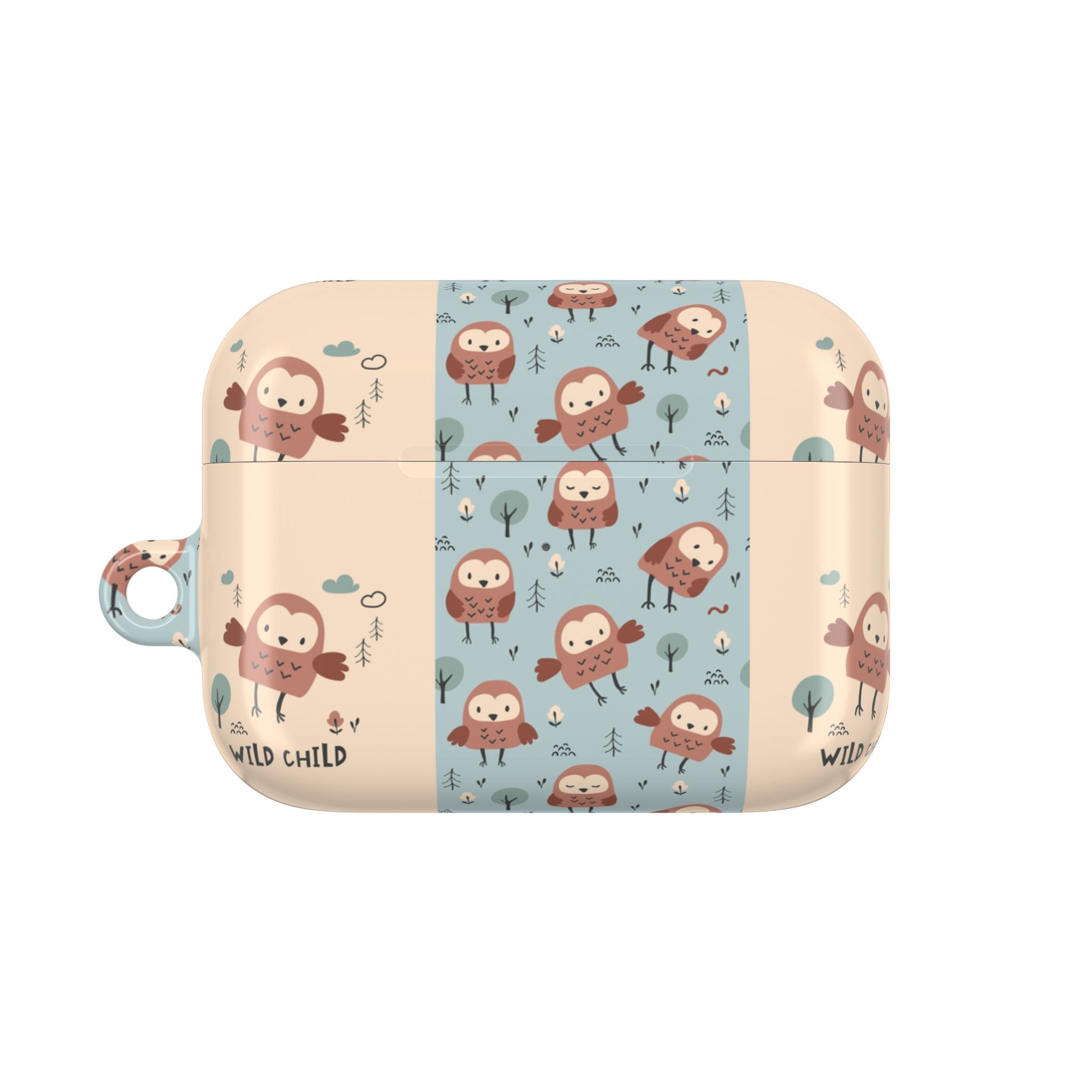 Cute Owl Pattern AirPod Case — "Wild Child" Cartoon Protective Cover