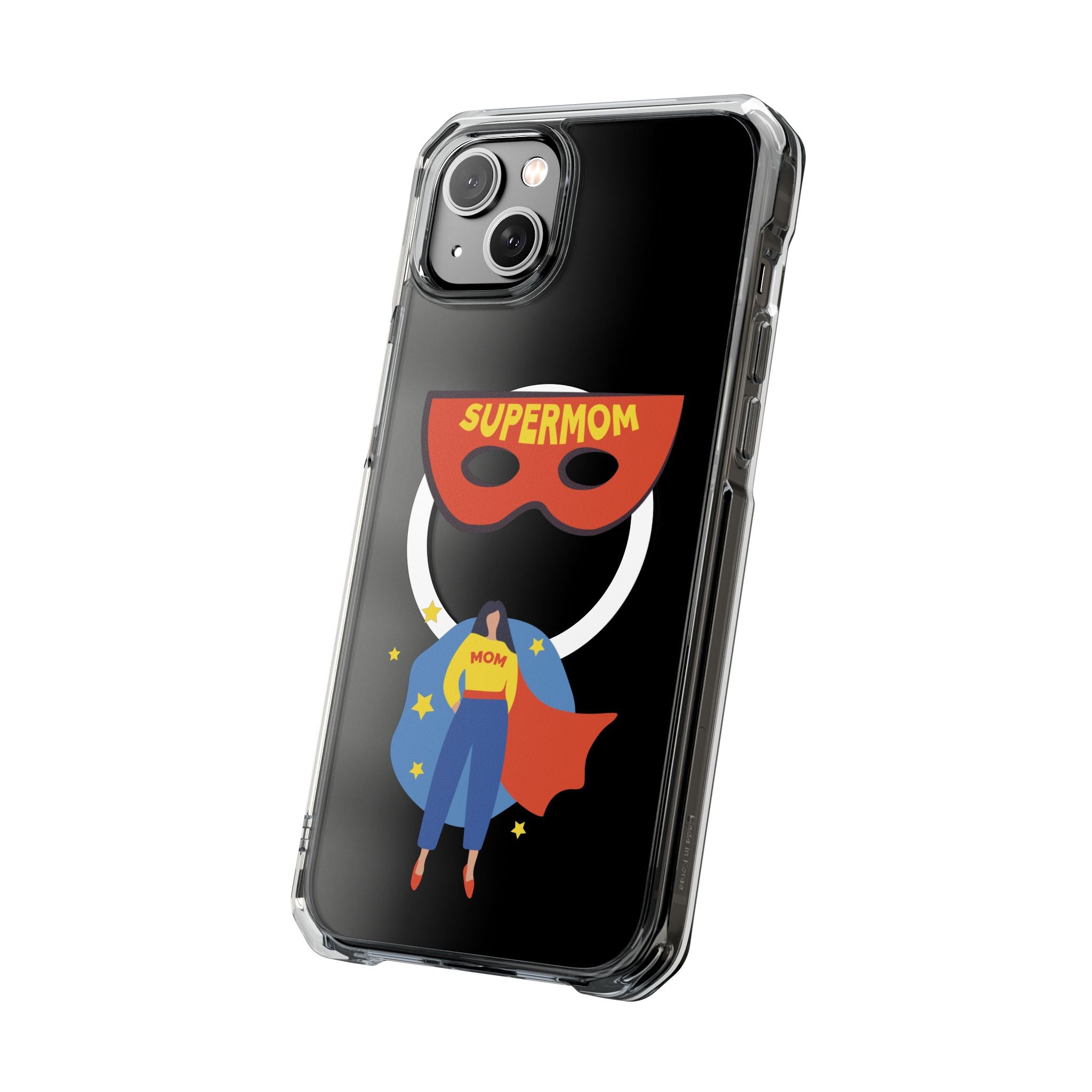 Supermom Magnetic Clear Phone Case — Clear Impact Case with Superhero Mom Design