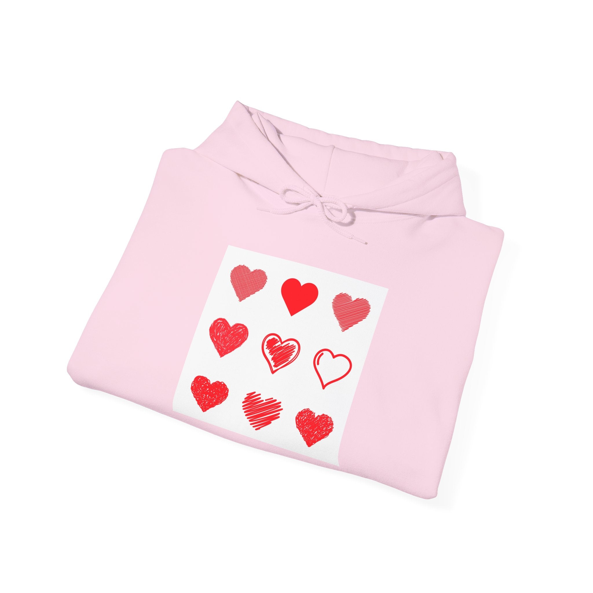 Hearts Grid Hoodie — Minimalist Red Heart Pattern Valentine Sweatshirt