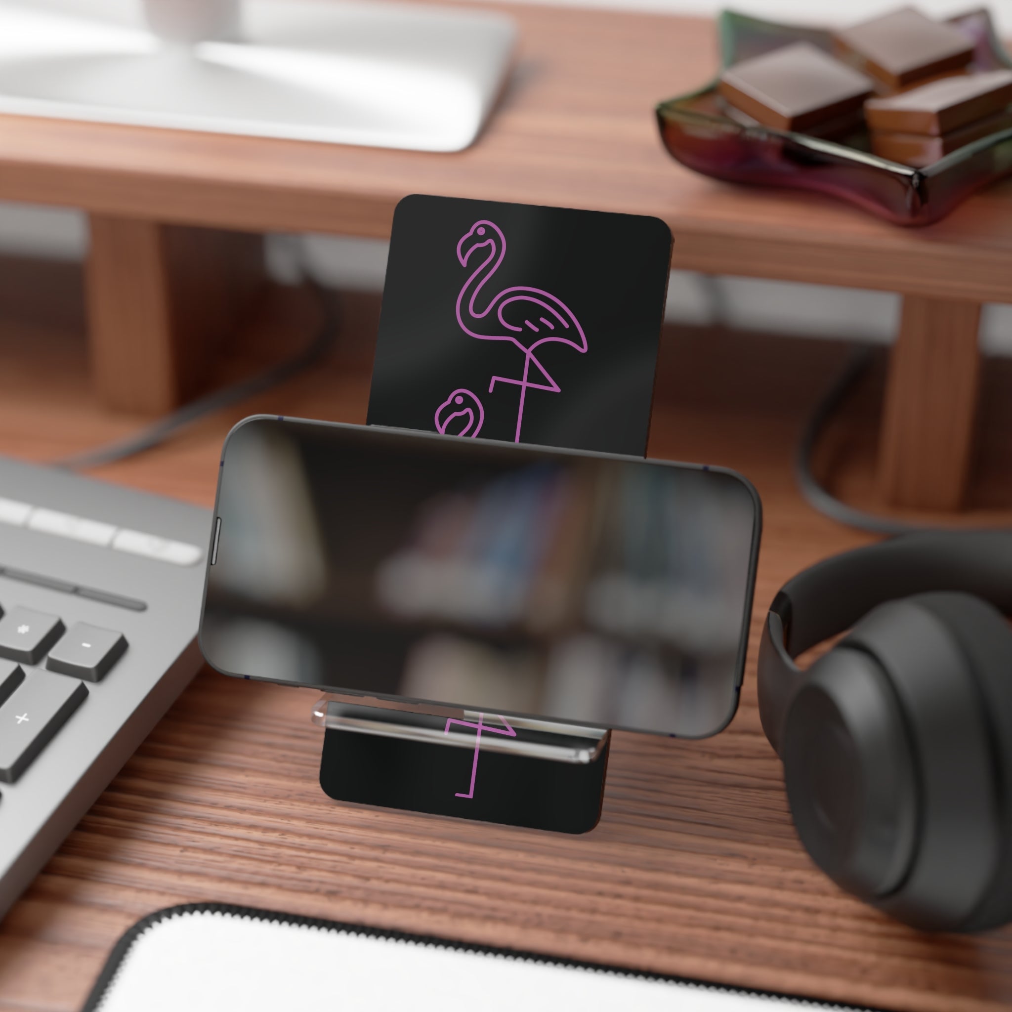 Flamingo Stack Smartphone Stand — Acrylic Mobile Display Stand