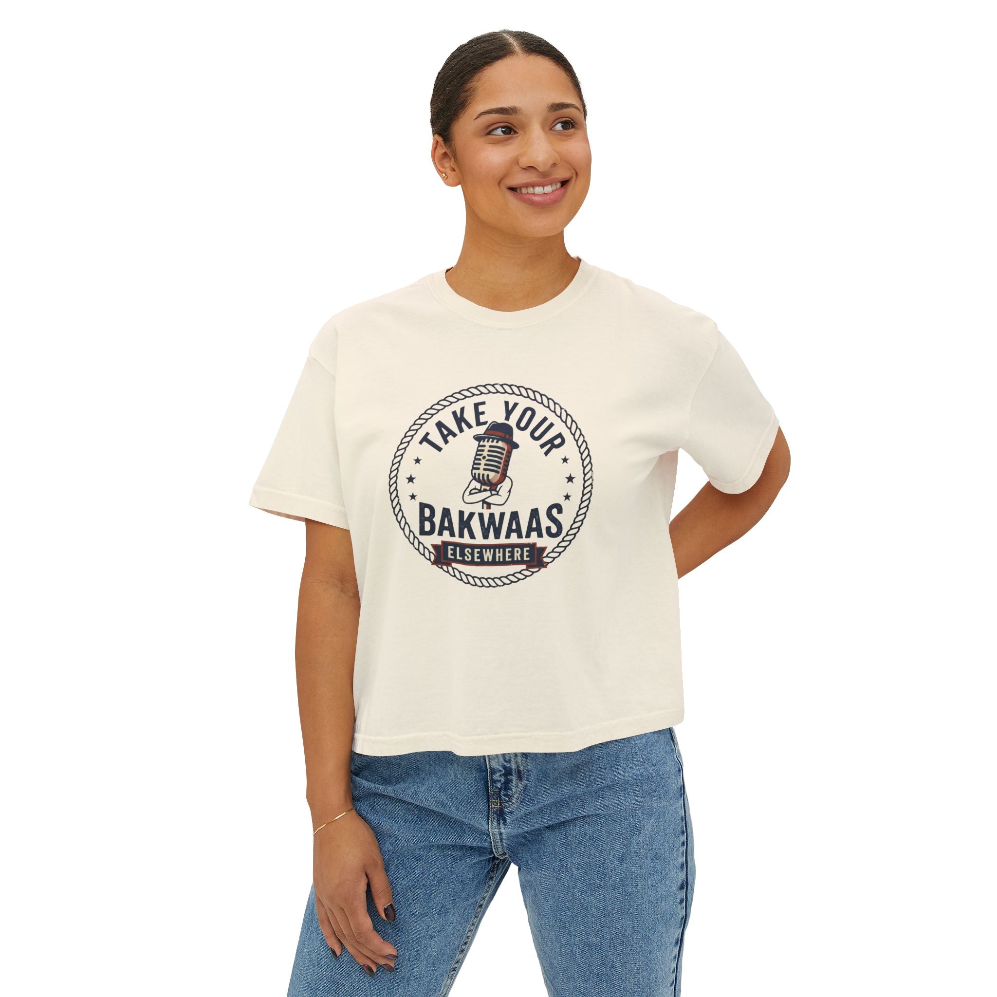 Take Your Bakwaas Elsewhere Boxy Tee — Women's Casual Graphic T-Shirt