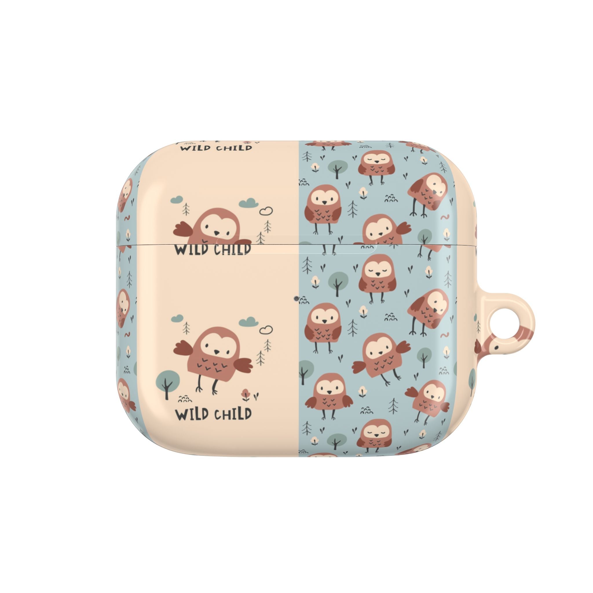 Cute Owl Pattern AirPod Case — "Wild Child" Cartoon Protective Cover