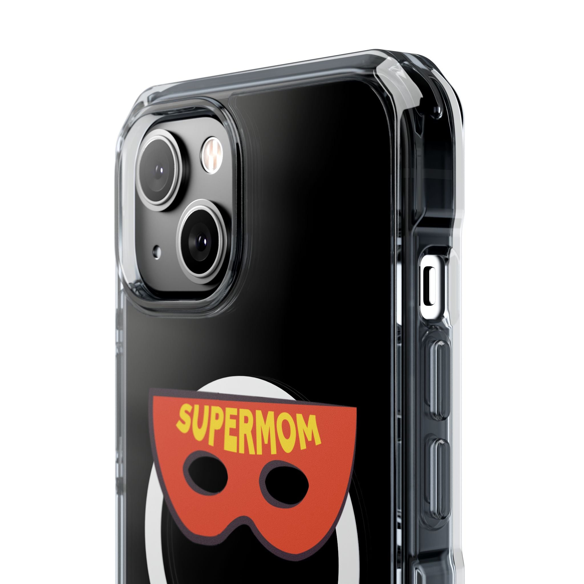Supermom Magnetic Clear Phone Case — Clear Impact Case with Superhero Mom Design