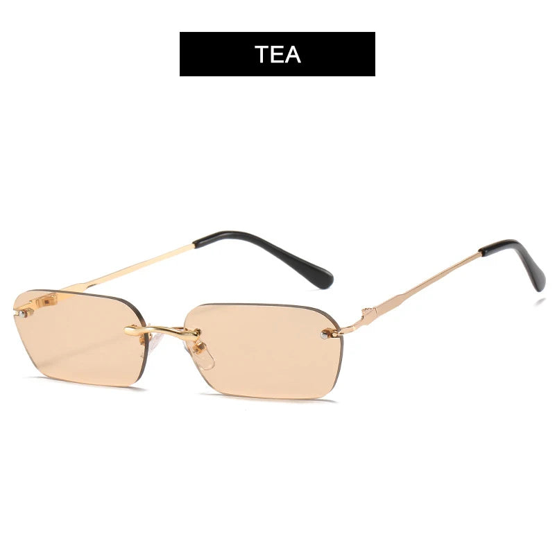 Fashion Rimless Sunglasses Men Women Classic Light Weight Sun Glasses For Male Luxury Rectangle Frameless Eyewear UV400