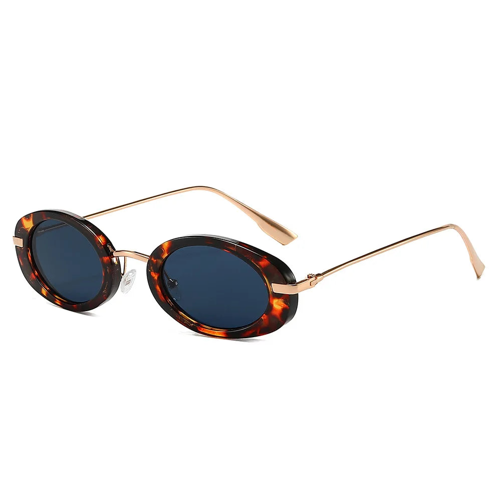 Fashion Small Oval Sunglasses Women Europe Popular Ins Cool Blogger Uv400 Sun Glasses Brand Designer