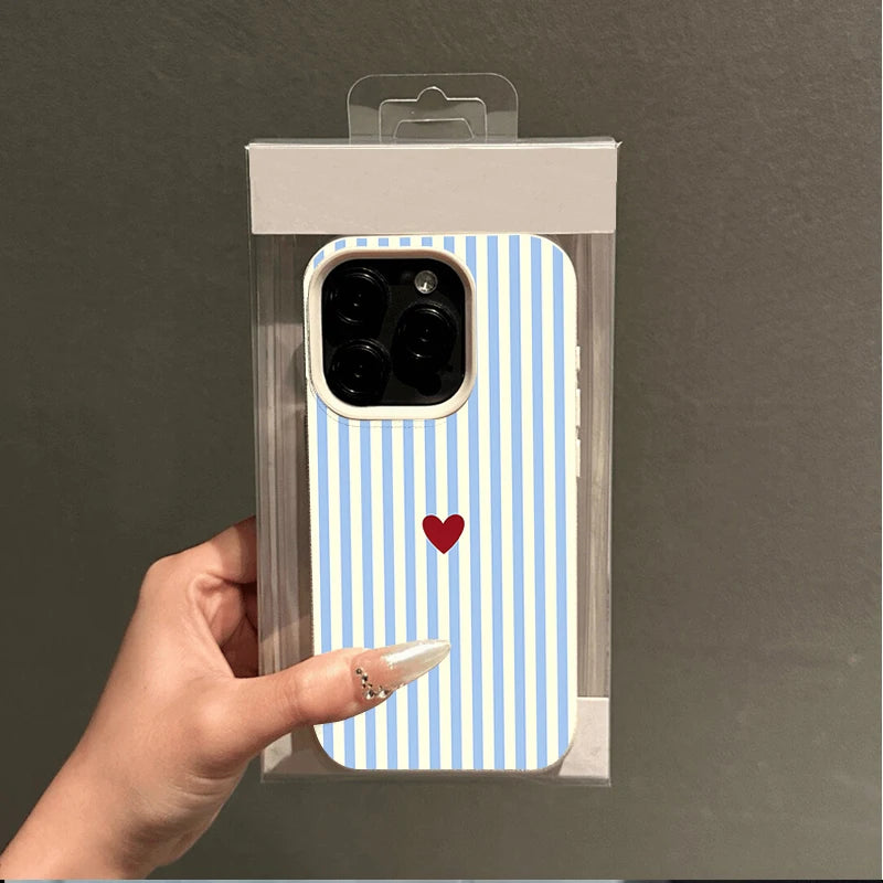 INS Cute Small Love Heart Pattern Fresh Phone Case For iPhone 18 17 16 15 14 Pro Max 13 12 11 XS X XR 7 8 Plus 16E 17E Air Cover