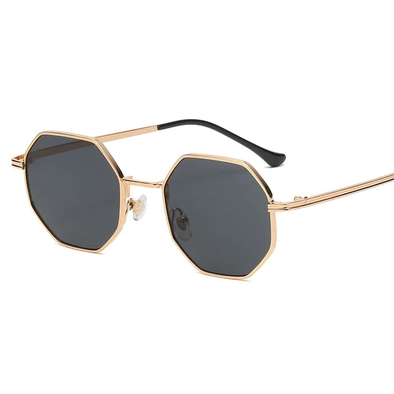Popular Fashion Eyewear Polygonal Metal Retro Frame for Women Sunglasses Universal Luxury Brand Design Mirror UV400 Sun Glasses