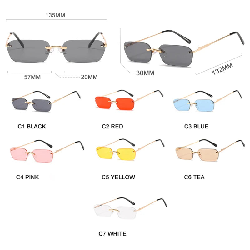 Fashion Rimless Sunglasses Men Women Classic Light Weight Sun Glasses For Male Luxury Rectangle Frameless Eyewear UV400