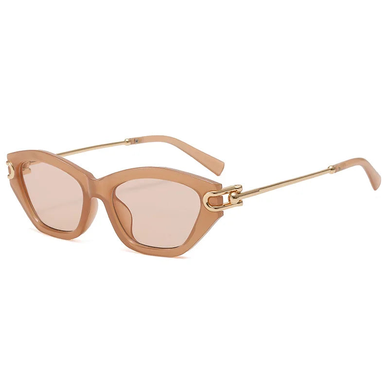 vintage irregular cat eye sunglasses for women new fashion brand alloy patchwork sun glasses ladies black blue gradient shades