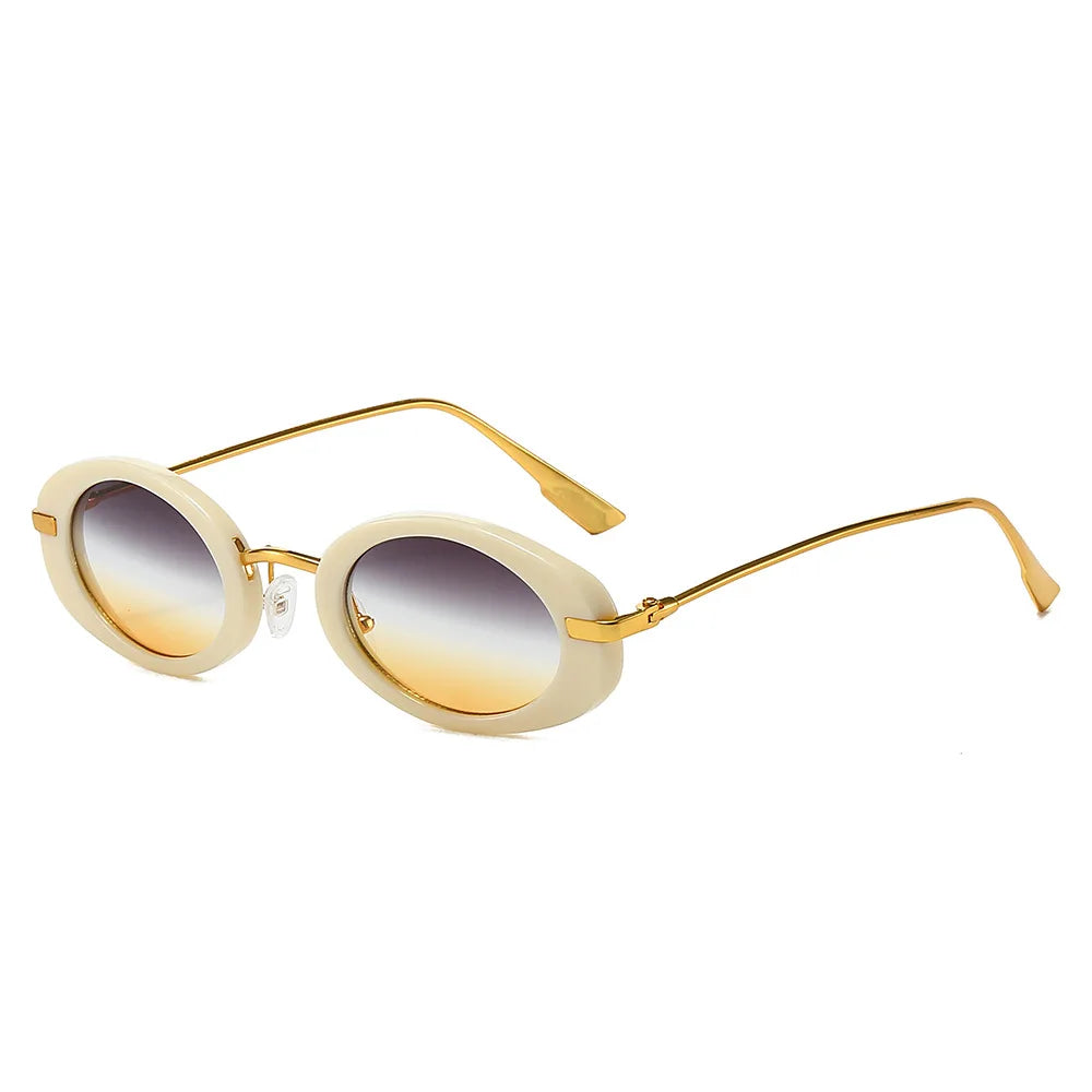 Fashion Small Oval Sunglasses Women Europe Popular Ins Cool Blogger Uv400 Sun Glasses Brand Designer