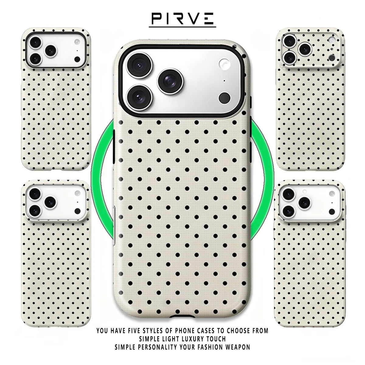 Korea Film Phone Case For iPhone 18 17 16 15 14 13 12 Pro Max Air 16e Max Classic Black Polka Dots Cream Hard PC Bumper Cover