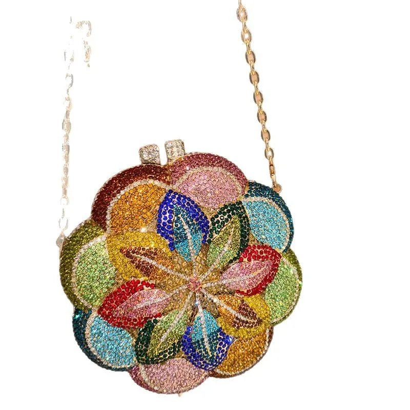 XIYUAN Rose Flower Pink Rhinestone Evening Clutches Women Floral Yellow Crystal Clutch Purse Luxury Bridal Wedding Party Handbag
