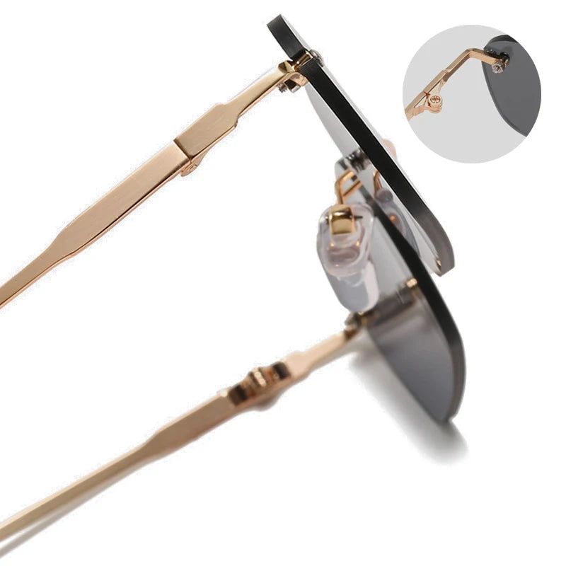 Fashion Rimless Sunglasses Men Women Classic Light Weight Sun Glasses For Male Luxury Rectangle Frameless Eyewear UV400
