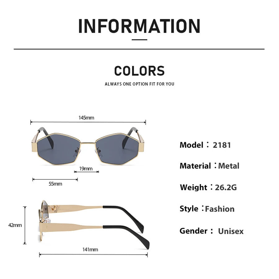 Retro Rhombus Steampunk Sunglasses For Women Men Trendy Metal Frame Sun Glasses Casual Outdoor Photography Accessory Eyewear