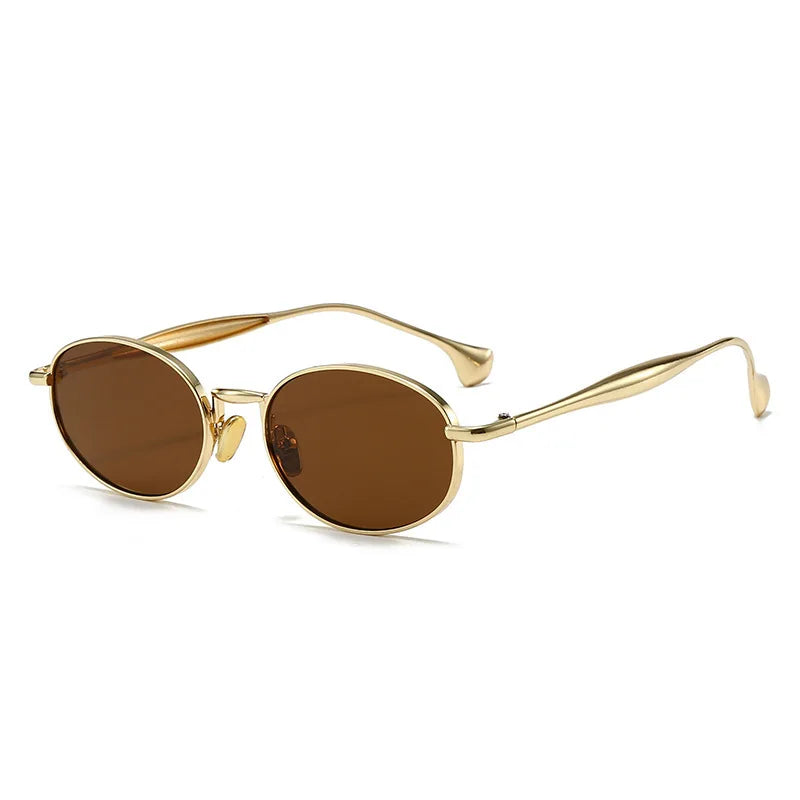 Retro Small Gothic Steampunk Oval Sunglasses Men Women Brand Designer Vintage Round Metal Frame Sun Glasses UV400 Beach Shades