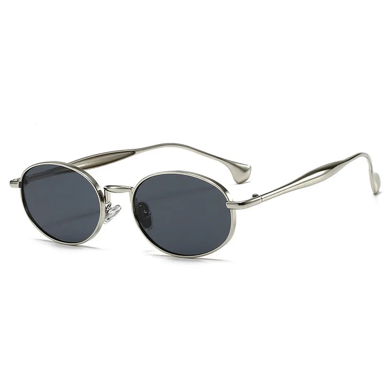 Retro Small Gothic Steampunk Oval Sunglasses Men Women Brand Designer Vintage Round Metal Frame Sun Glasses UV400 Beach Shades