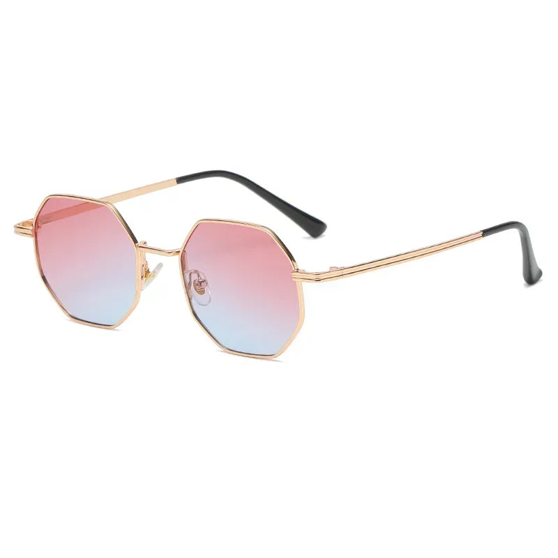 Popular Fashion Eyewear Polygonal Metal Retro Frame for Women Sunglasses Universal Luxury Brand Design Mirror UV400 Sun Glasses