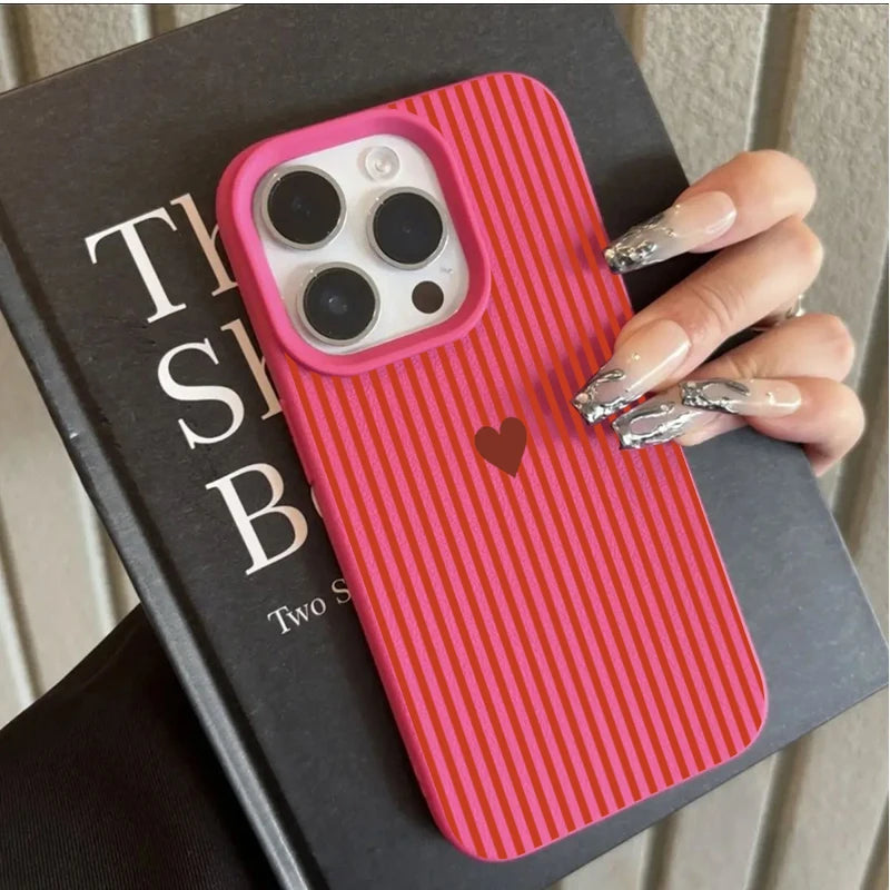 INS Cute Small Love Heart Pattern Fresh Phone Case For iPhone 18 17 16 15 14 Pro Max 13 12 11 XS X XR 7 8 Plus 16E 17E Air Cover