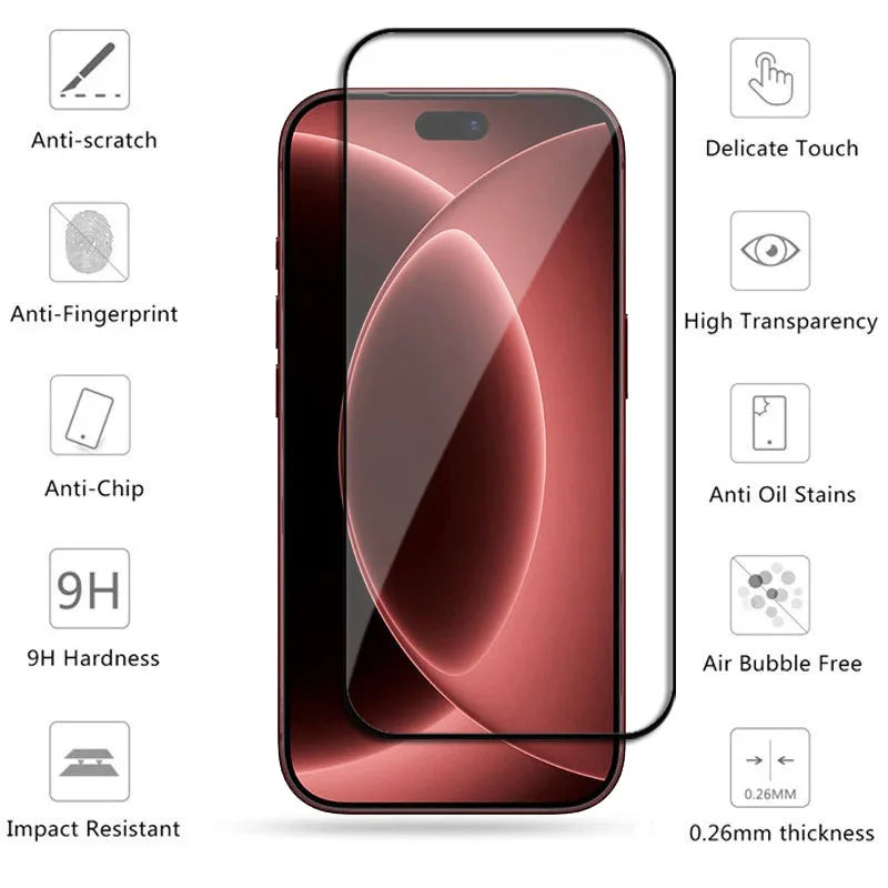 6in1 Full Cover Glass For iPhone 18 Pro Max Tempered Glass iphone 18 Pro Max Screen Protector Phone Lens Film iphone 18 Pro Max