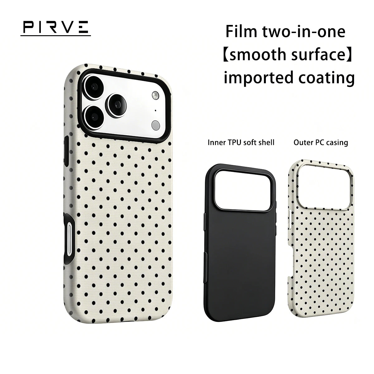 Korea Film Phone Case For iPhone 18 17 16 15 14 13 12 Pro Max Air 16e Max Classic Black Polka Dots Cream Hard PC Bumper Cover