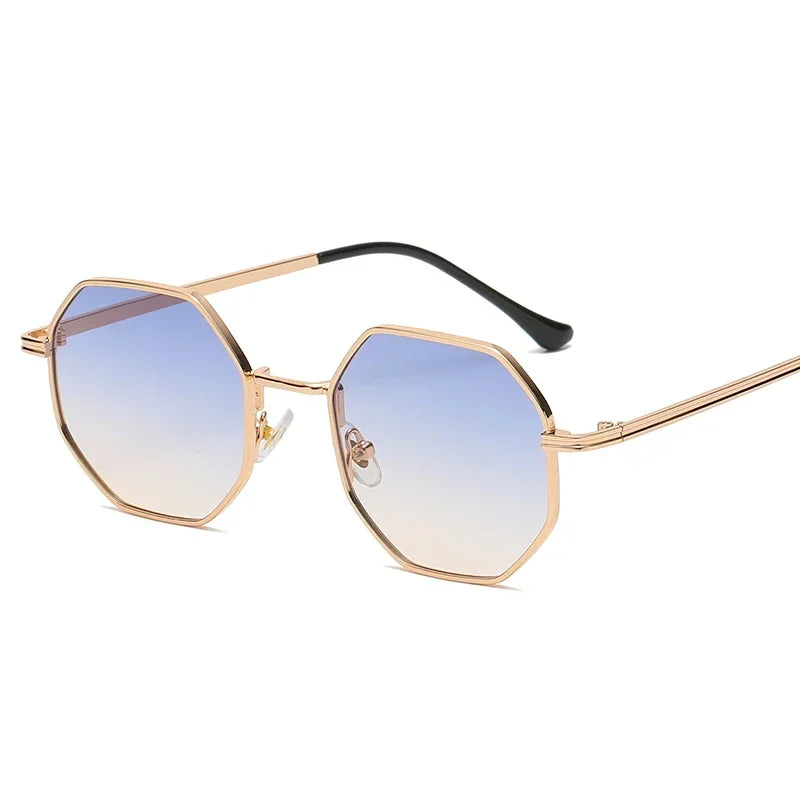 Popular Fashion Eyewear Polygonal Metal Retro Frame for Women Sunglasses Universal Luxury Brand Design Mirror UV400 Sun Glasses