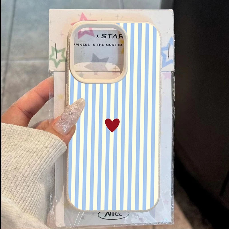 INS Cute Small Love Heart Pattern Fresh Phone Case For iPhone 18 17 16 15 14 Pro Max 13 12 11 XS X XR 7 8 Plus 16E 17E Air Cover