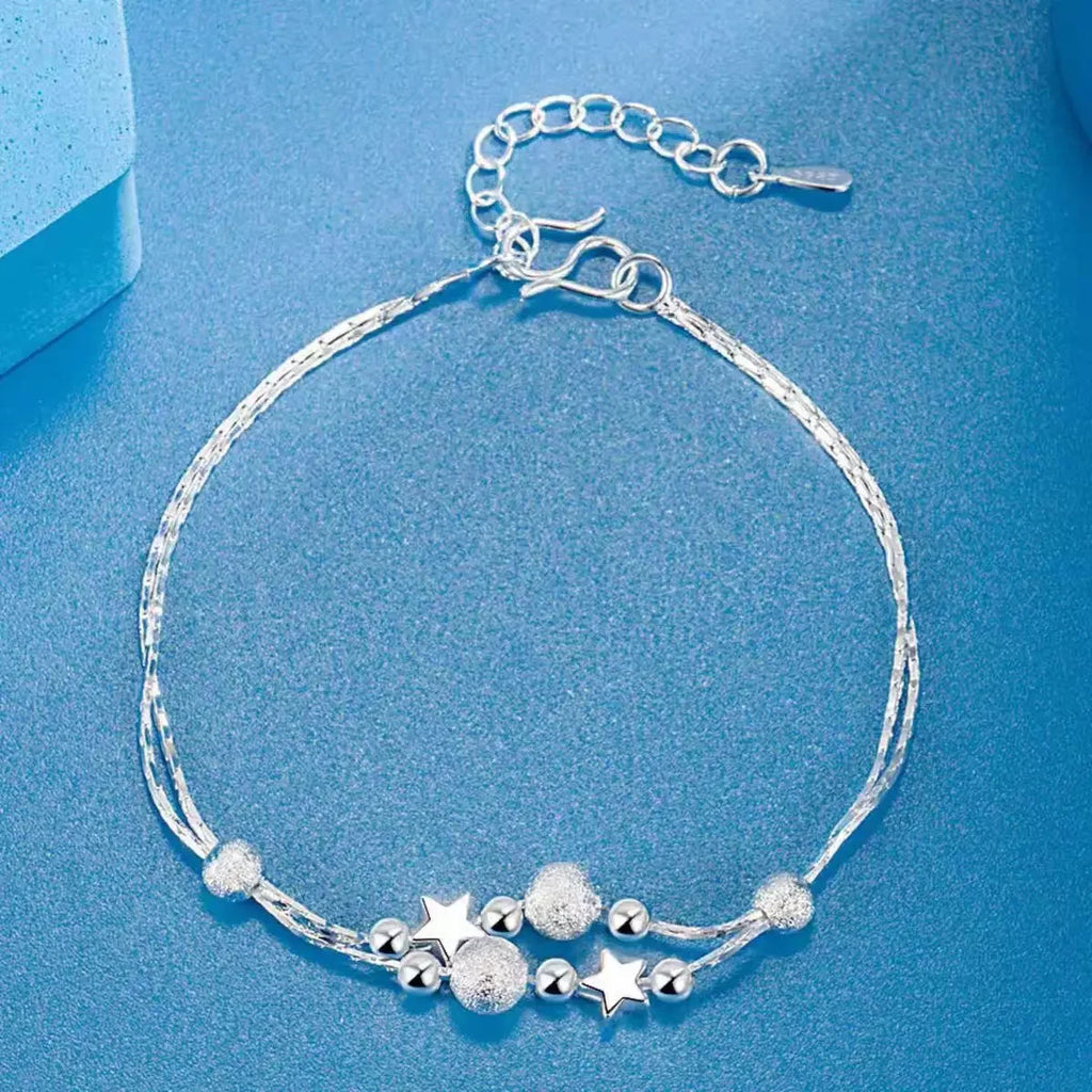 925 Silver Plated Cubic Zirconia Four Leaf Clover Bracelet for Women Adjustable Chain Jewelry 18k Gold Plated Fashion Accessory