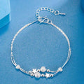 925 Silver Plated Cubic Zirconia Four Leaf Clover Bracelet for Women Adjustable Chain Jewelry 18k Gold Plated Fashion Accessory