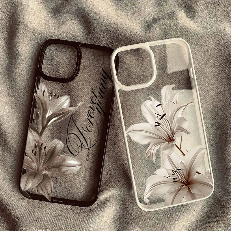 Shockproof Clear Phone Case for iPhone 18 Pro 17Pro Max 15 14 13 12 11 16E Air X XR XS 7 8 Plus SE2022 Vintage Lily Floral Cover