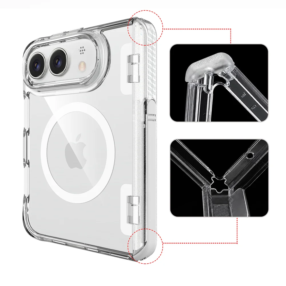 Luxury Clear Shockproof Hinge Bracket Phone Case For iPhone 18 Duo For iPhone 18 Fold Ultra Magnetic Folding Hard Protect Cover