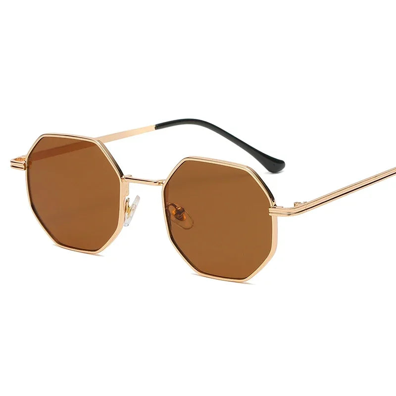 Popular Fashion Eyewear Polygonal Metal Retro Frame for Women Sunglasses Universal Luxury Brand Design Mirror UV400 Sun Glasses